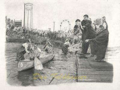 Start of the Ausable River Canoe Marathon c.1960