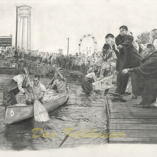 Start of the Ausable River Canoe Marathon c.1960